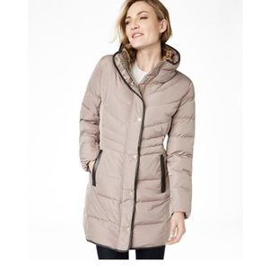 Cole Haan Quilted Down Puffer Jacket Coat Petite XS Cashew Color